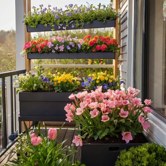 bästa vårblommor för balkonglådor